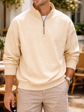 Tommy Bahama Butter Yellow Quarter Zip Pullover XXL Mens Cotton Sweater